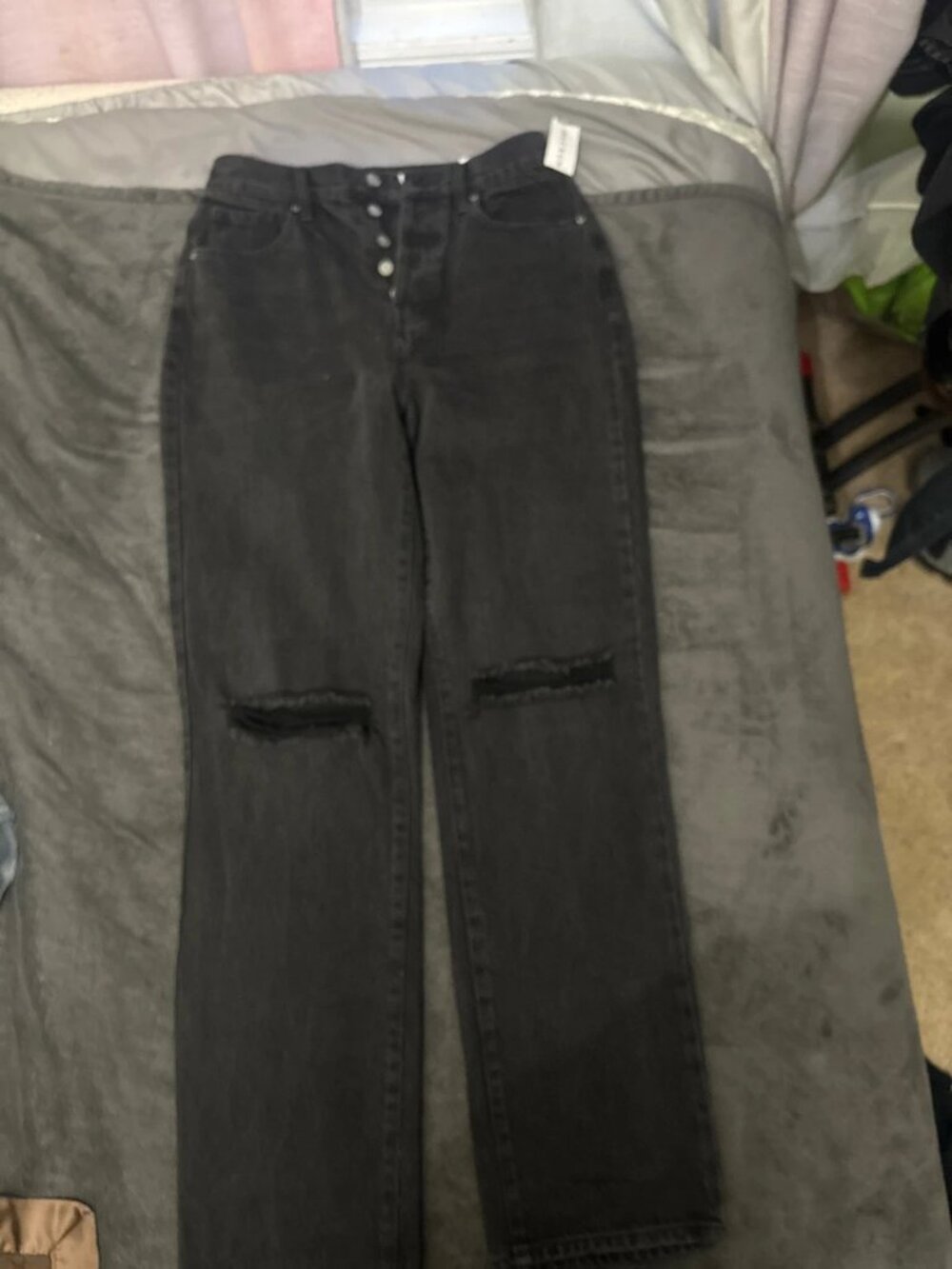 Pacsun Dad Jeans Black Distressed Size 28